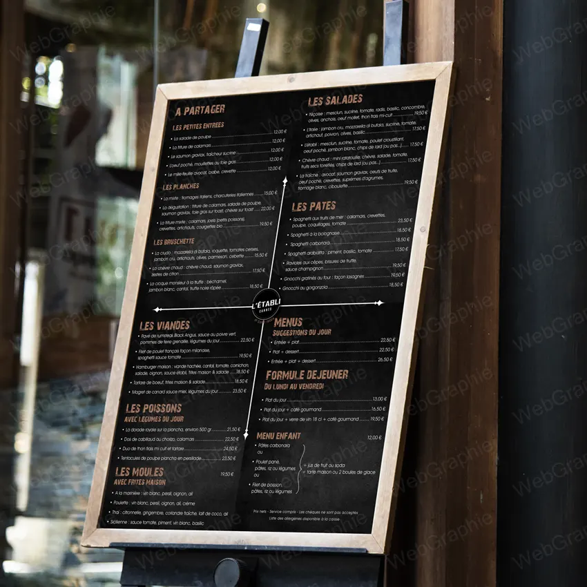 Création de menus dibond par WebGraphie